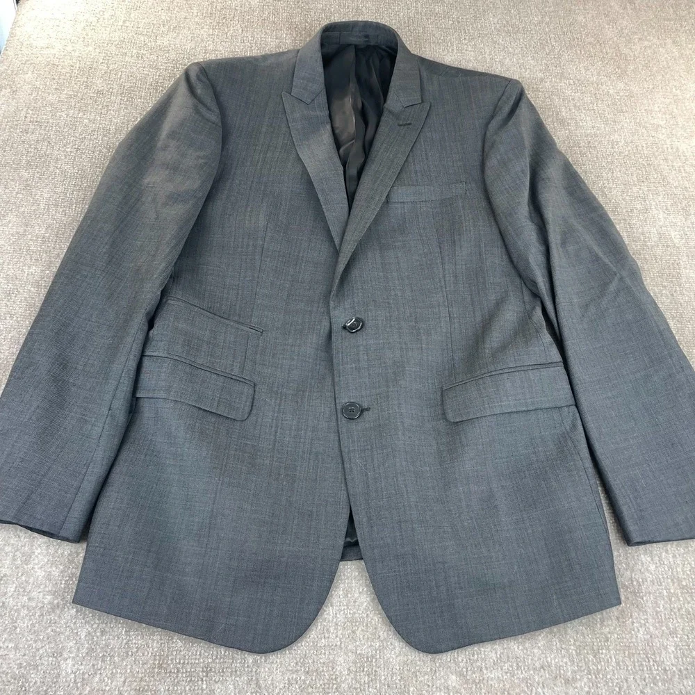 Calvin Klein Blazer Jacket Mens 44R Gray Extreme‎ Slim Fit Peak Lapel Business